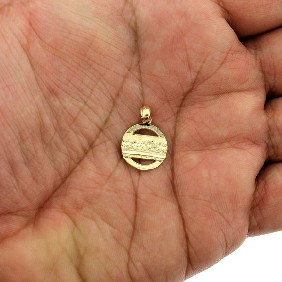 Real 10K Yellow Gold Round Last Supper Charm Pendant - Picture 2 of 6